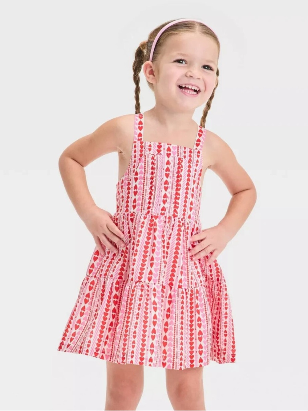 Cat & Jack Baby Pink Heart-Print Tiered Sundress size 12M